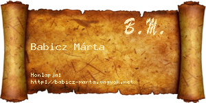 Babicz Márta névjegykártya